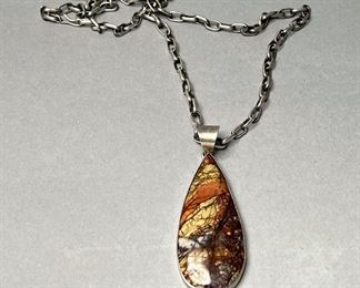 Vintage Navajo Sterling Silver Pendant by E Willie, Signed 