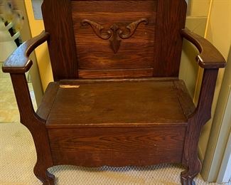 Vintage Oak Storage Bench, as is
