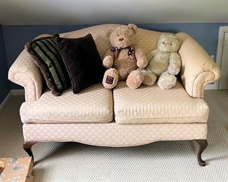 Vintage Queen Anne Camelback Loveseat 