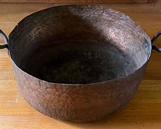 Antique Copper Cauldron with Handles