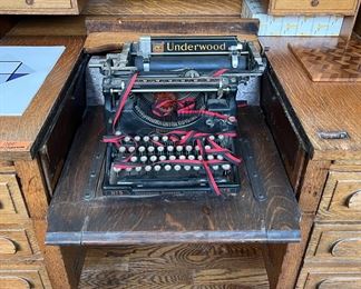 Antique Underwood Typewriter attached to Desk