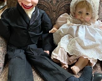 Charlie McCarthy Ventriloquist Dummy and Vintage Doll
