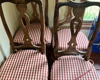 Set of 4 Vintage French Provençal Style Rush Seat Chairs
