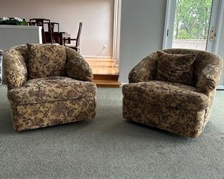 Floral Swivel Armchairs 