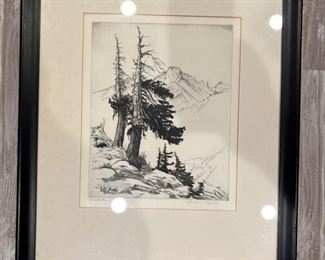 Framed "Timberline" Etching signed by Lyman Byxbe 
