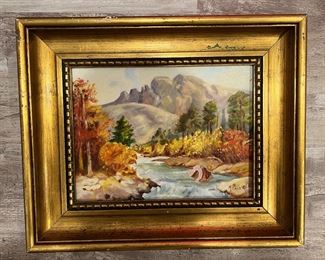 Framed Landscape Original Oil on Canvas Signed by M. Frank