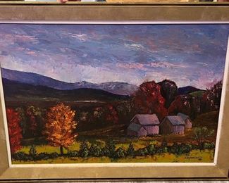 Original Framed Oil on Canvas Landscape by Schwedler