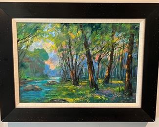 Framed "The Woods" Original Mixed Media on Archival Canvas signed by Michael Schofield 2004 with COA