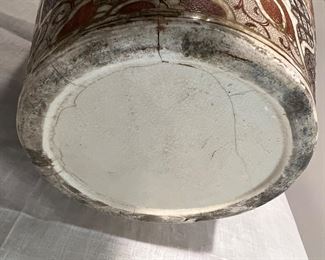 Vintage Hand Painted Japanese Satsuma Porcelain Vase (30"H x 13"D)
