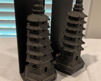 Chinese Bronze Pagoda Bookends 