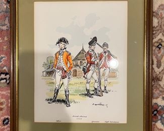 Framed "British Marines 1775" Print Signed by Eugene Leliepvre 