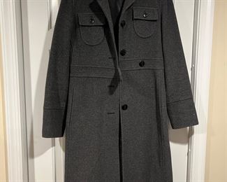 Women's Kenneth Cole Reaction Gray L/S Button Front Wool Coat Duster Overcoat Size 2