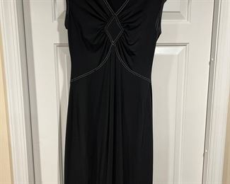 Women's BCBG Max Azria Midi V-Neck Sleeveless Dress w/ White Stitching Size M