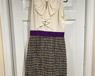 Women's Kate Spade Tiera Silk and Tweed Dress 4 Ivory Purple Size 4