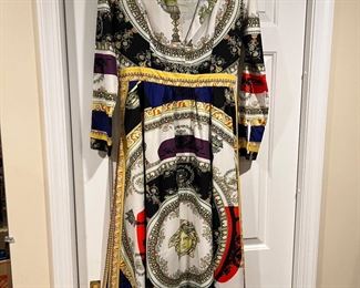 Women's Maxi Long Sleeve Printed Flared Dress Size M
