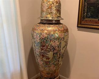 Palatial Japanese Porcelain Floor Vase (71"H x 22"D)