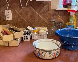 Blue Enamelware Colander