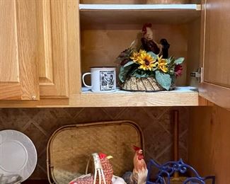 Vintage Ceramic Mouse Cookie Jar, Rooster Cookbook Holder