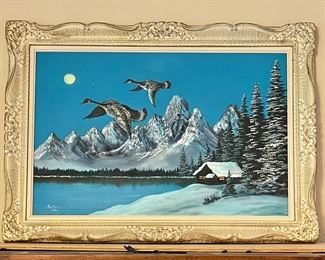 Original Geese Painting signed Ken Metz 1981