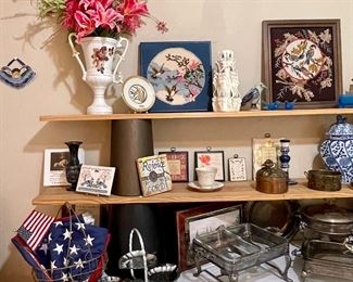 Vintage Needlepoint Pictures, Flags, Silverplate
