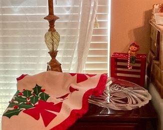 Nightstand, Vintage Felt Christmas Tree Skirt