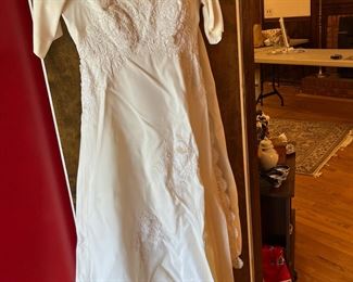 Wedding gown and veil