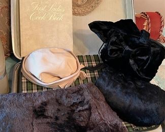 6 vintage suitcases!! Check out the First Ladies cookbook!!