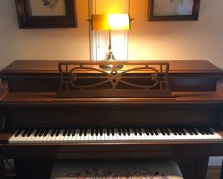 Ivers  and Pond upright piano with detailed needlepoint bench!! 