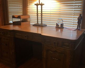 WOW!! Large VIKING OAK DESK—Romweber manufacturing—carved and crafted!!