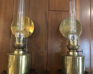 Matching pair of brass lanterns…. interesting chimneys!! 