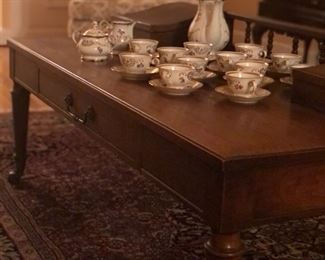 Henredon Heritage Collection coffee table — walnut — brass rollers with Henredon  quality!! The name —Henredon—“says it all!!”