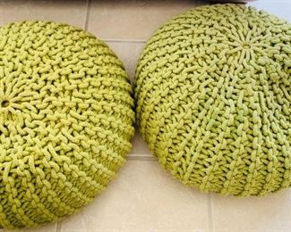 (2) Green Foot Stool Poofs
