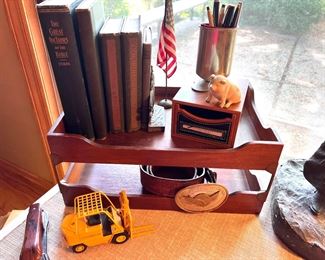 1 of 2 Vtg. wooden desk paper holder