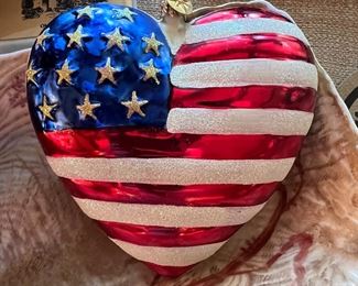 Christopher Radko heart flag ornament 