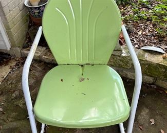 Green metal chair
