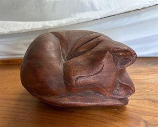 Carved wooden cat