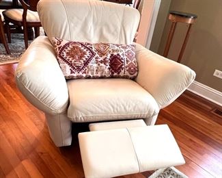 White leather recliner 