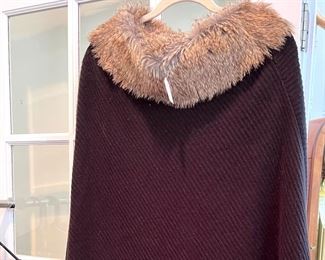 Faux fur knitted poncho 
