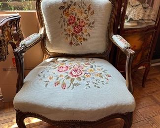 Antique French Style Needlepoint Armchair (2)