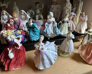 Dozens of Royal Doulton Figurines, some signed 