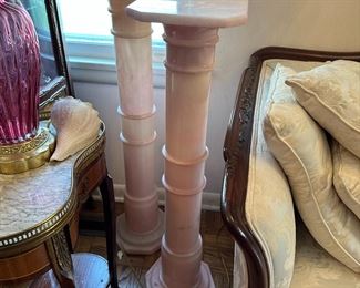 Pink Stone Corinthian Pedestals (2)