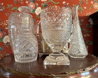 Various Glass Decanters, Pitchers, Vases 