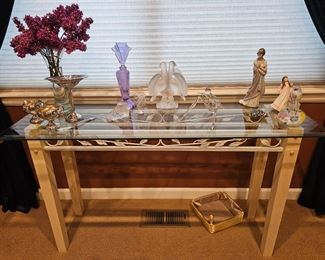 Wrought Iron Accent Table w/ Beveled Glass