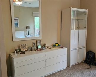 Long Dresser , Large Mirror, and Curio Cabinet/Dresser