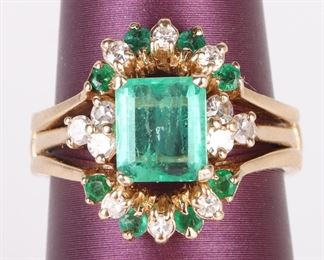 10k gold emerald and diamond ring