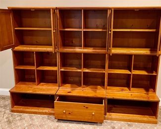Pottery Barn Cameron Wall System, Includes: 2 Cabinet Miodules, 4 Cubby Modules, 2 Open Bases and 1 Cabinet Base. Used for Media, Toys, Bookshelves and more.