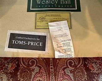 These 4 Wesley Hall Club Chairs were custom made for this area of the home. Custom Fabric and extremely comfortable. Excellent Condition. In this photo is a LaBarge Oval Glass and Brass Base Coffee Table .