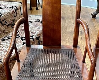 Set of 6 Henredon Mahogany Pan-Asian Dining Chairs with Cane Seats. (2 Armed and 5 Dining Chairs)