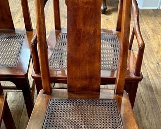 Set of 6 Henredon Mahogany Pan-Asian Dining Chairs with Cane Seats. (2 Armed and 5 Dining Chairs)