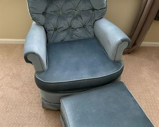 Blue chair w ottoman